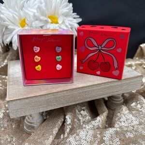 Betsey Johnson 6PC Conversation Candy Heart Stud Earring Set Valentines Pastel